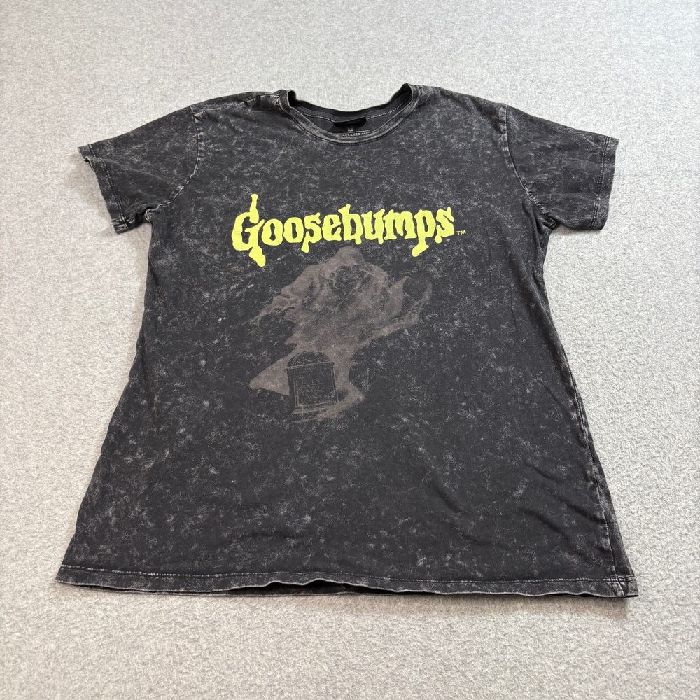 Goosebumps Shirt Woman Small Black Acid Wash Scholastic Horror TV Show Ghost